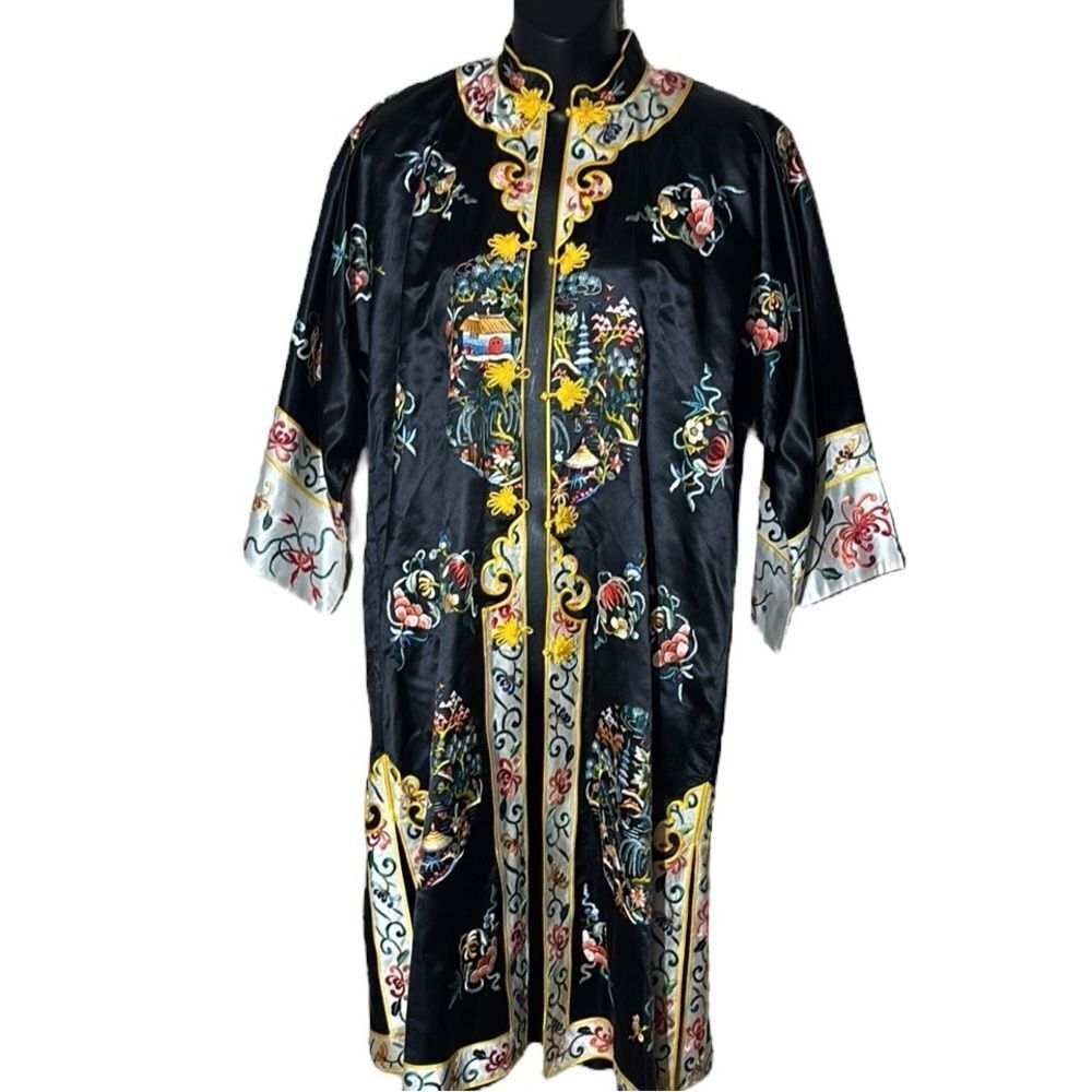 Bai hua vintage women’s medium Chinese embroidered robe jacket‎ colorful